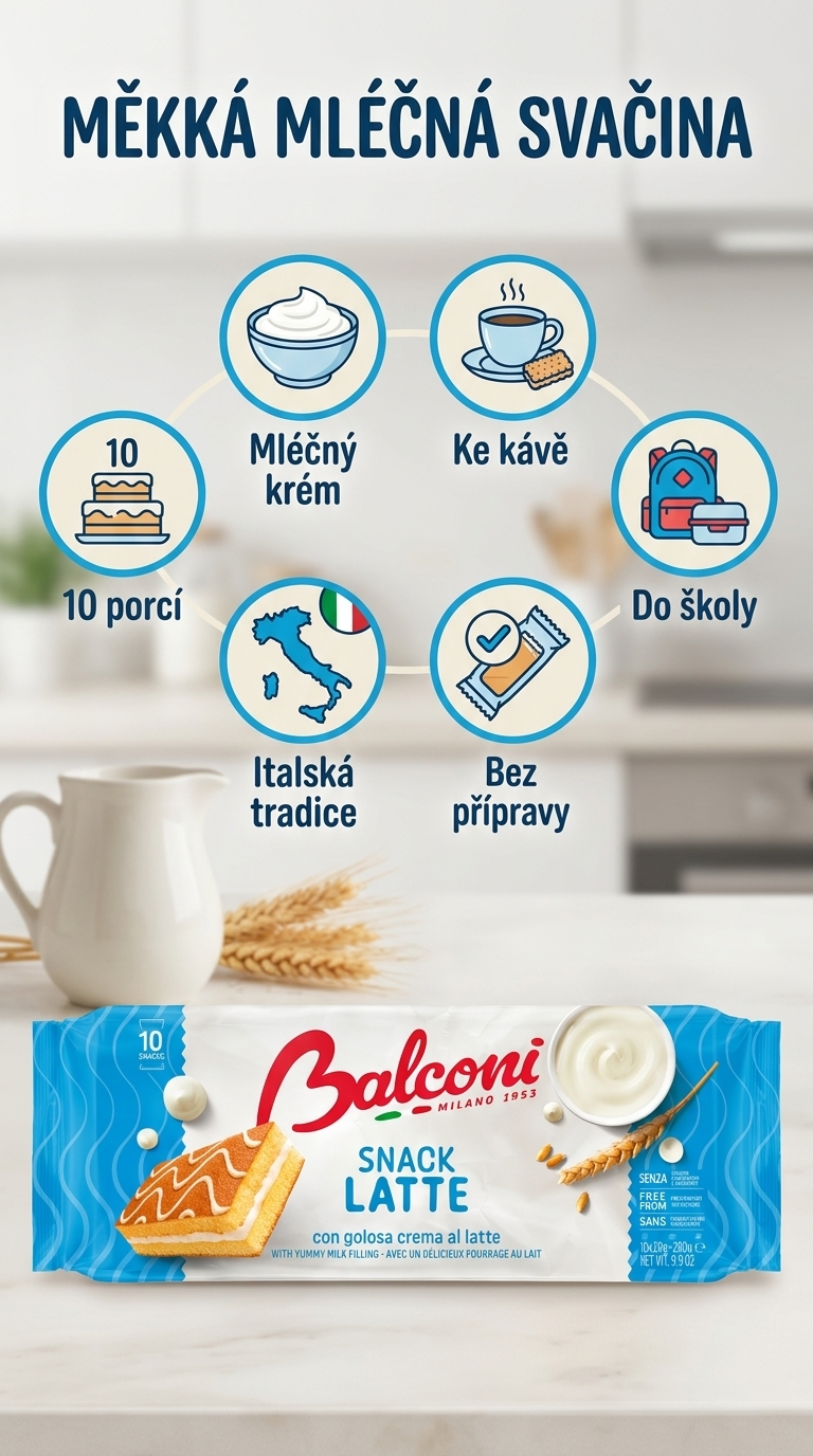 Balconi mléčné piškotové řezy s krémem 10 ks, 280 g - mobilní infografika