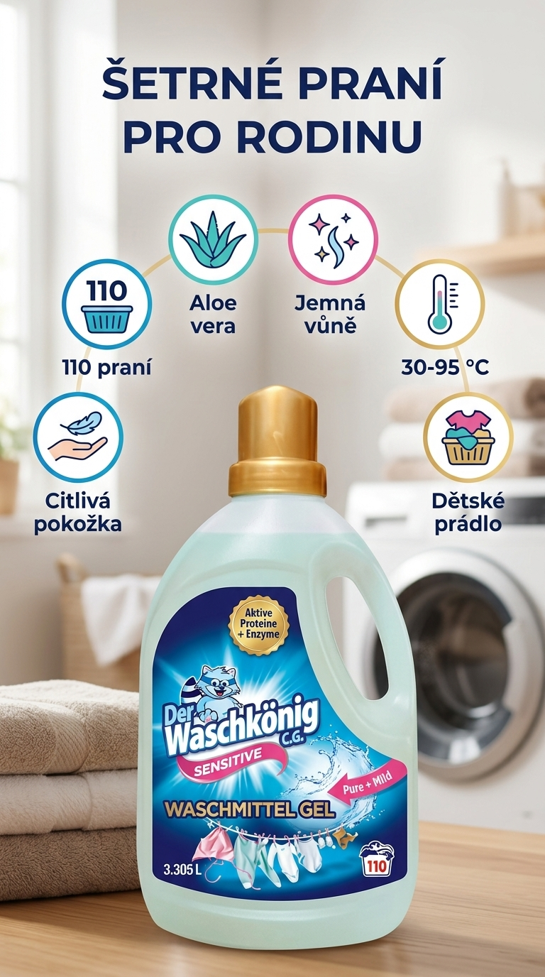 Waschkonig Sensitive laundry gel - mobilni infografika