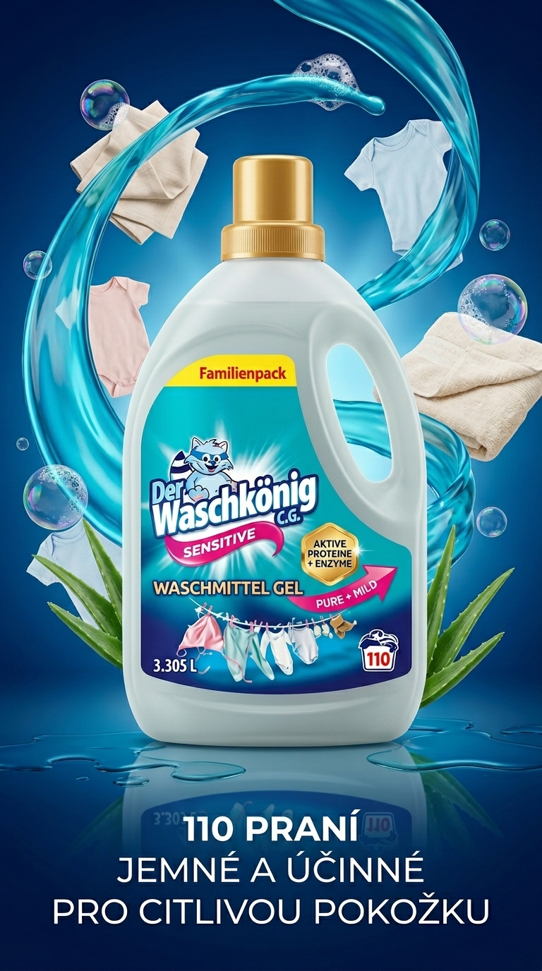 Waschkonig Sensitive laundry gel - lifestyle poster