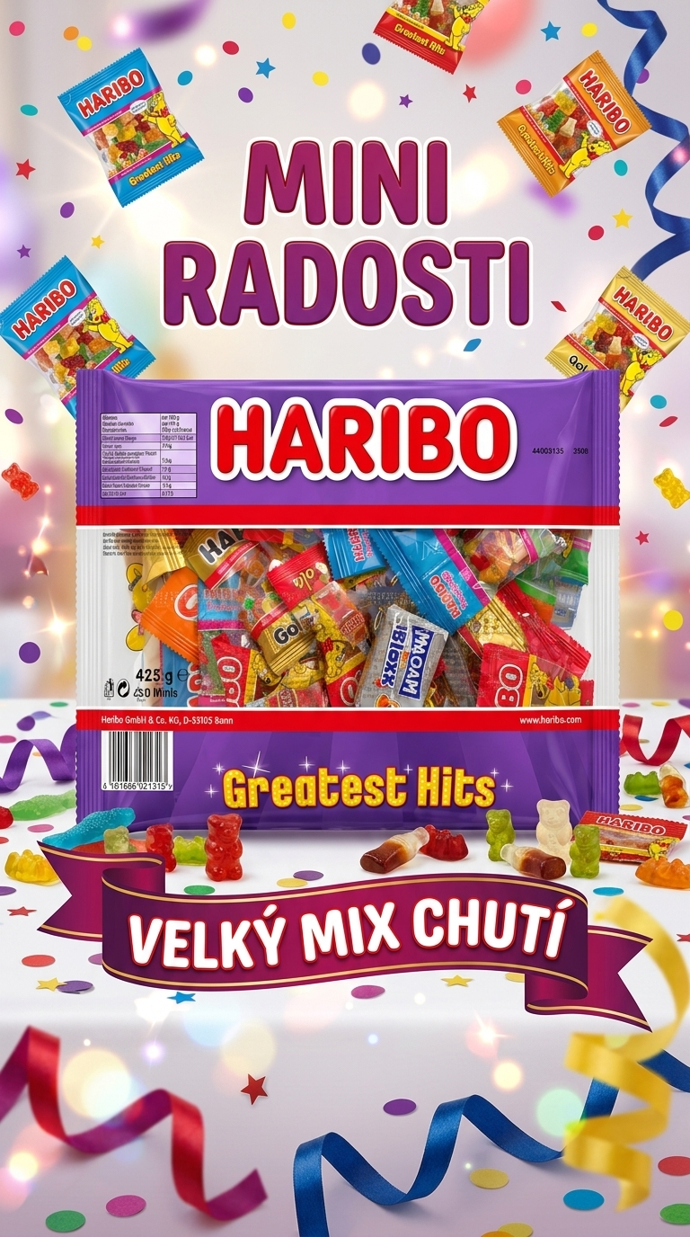 Haribo Greatest Hits Minis mix mini bonbonů 425 g - lifestyle poster