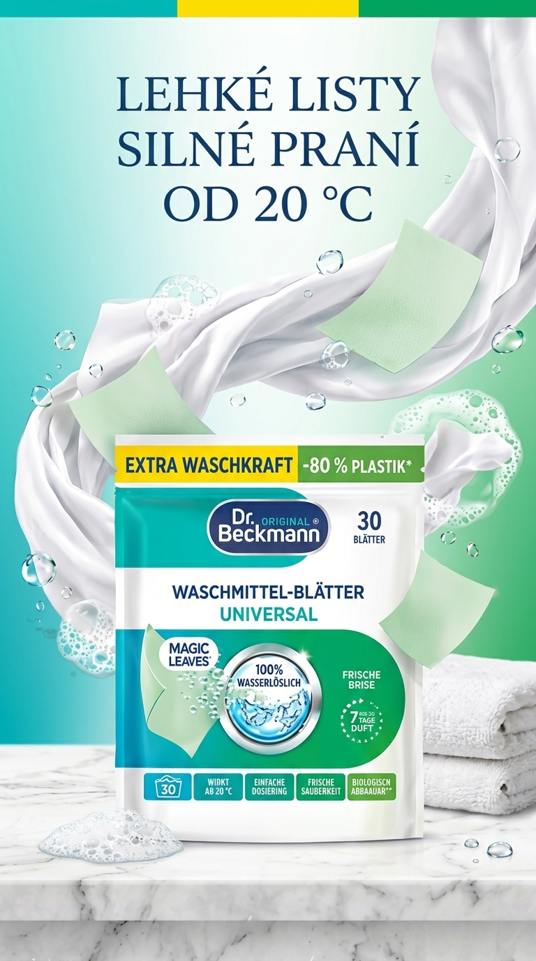 Dr. Beckmann Magic Leaves prací prostředek v listech Universal 30 dávek - lifestyle poster