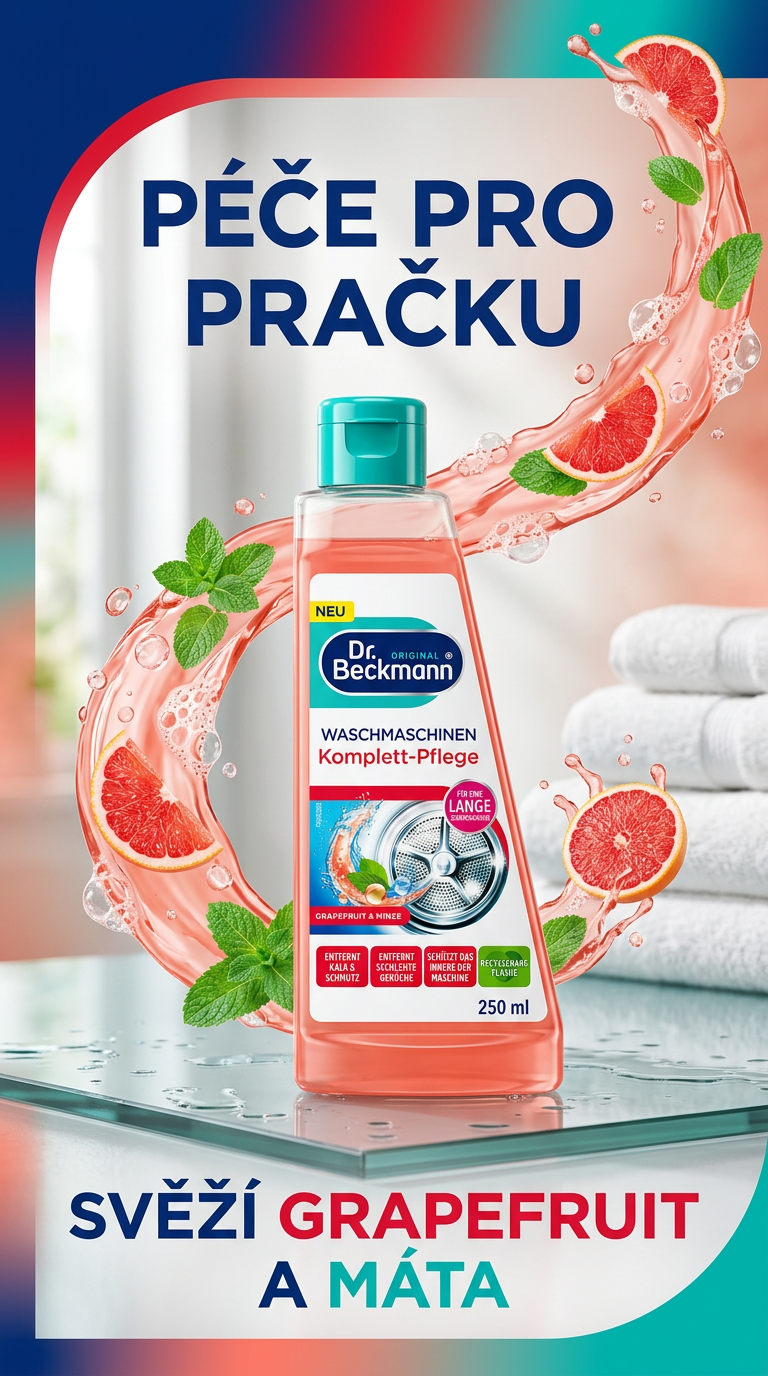 Dr. Beckmann čistič pračky Grapefruit a Máta 250 ml - lifestyle poster