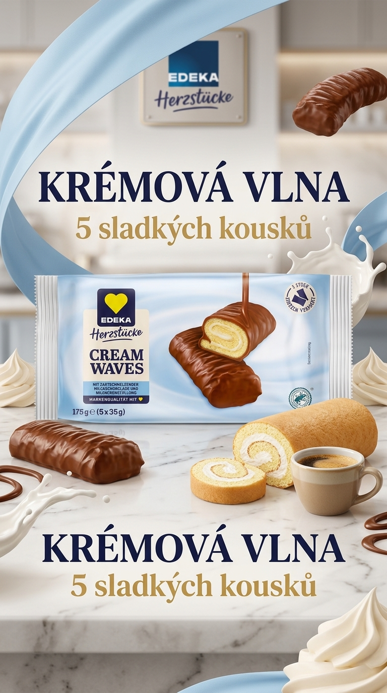 Edeka Cream Waves čokoládové rolky s mléčným krémem 175 g - lifestyle poster