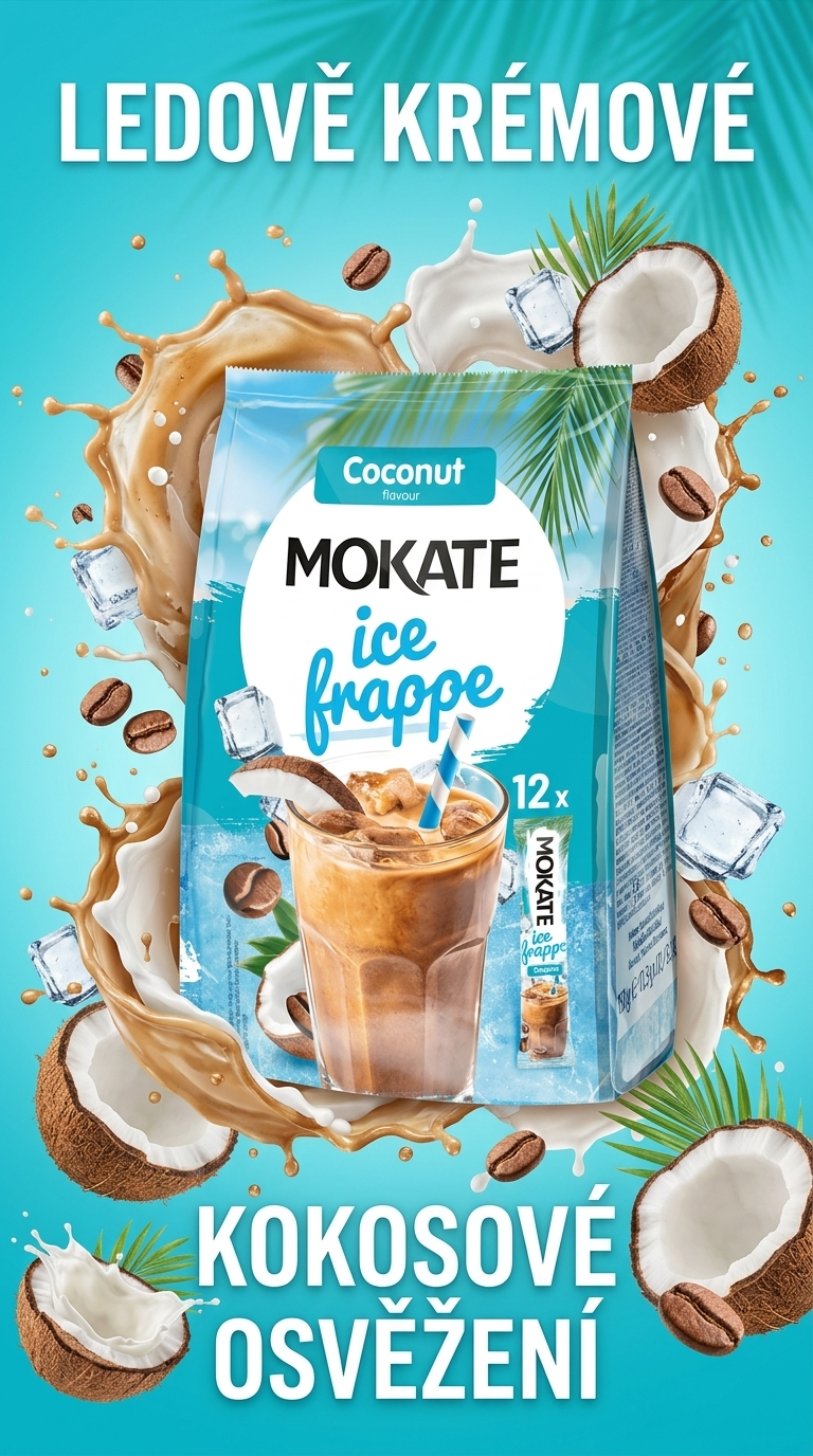 Mokate instantní ledové frappé s kokosovou příchutí 12 ks, 150 g - lifestyle poster