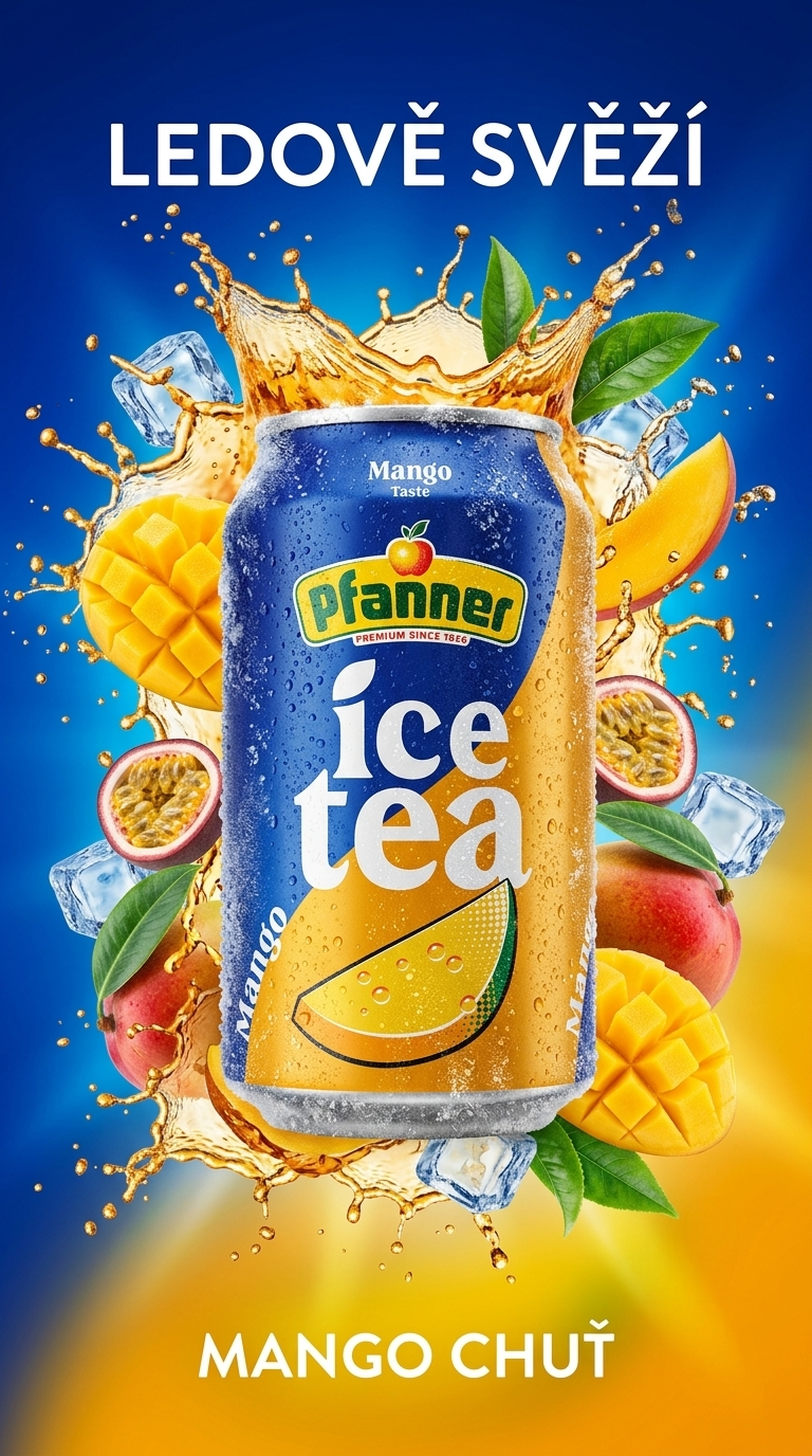 Pfanner ledový čaj mango - lifestyle poster