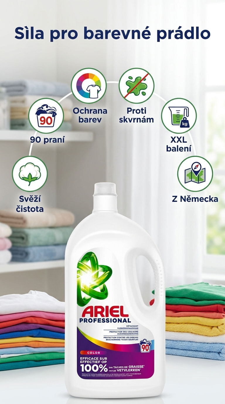 Ariel Professional prací gel Color 90 praní 4,05 l - mobilní infografika