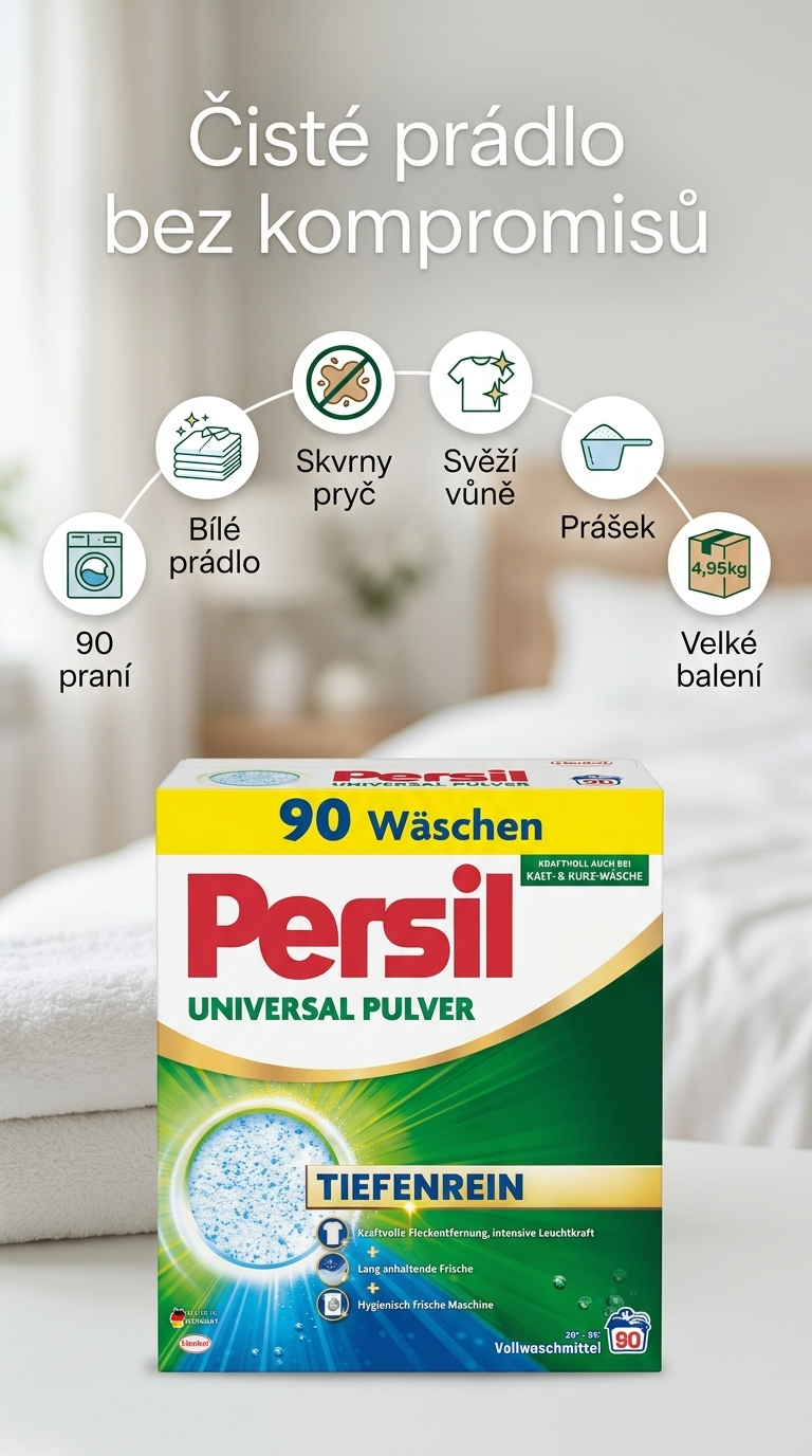 Persil univerzální prací prášek 90 dávek - mobilní infografika