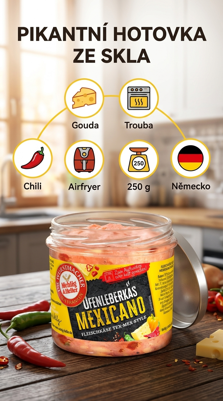 Mehlig & Heller pečená masová sekaná Mexicano ve skle 250 g - mobilní infografika