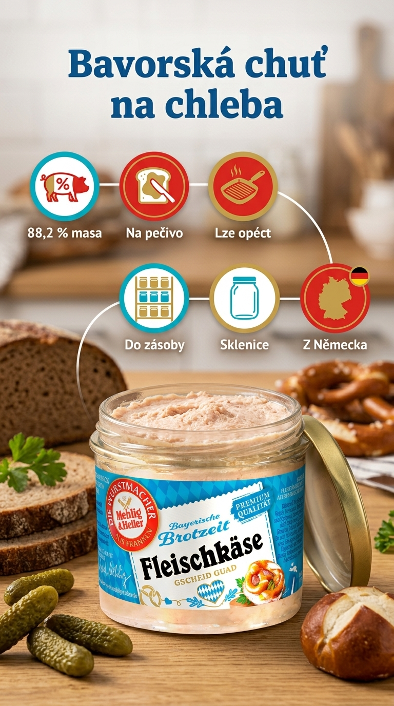 Mehlig & Heller bavorská masová specialita z vepřového kolena ve skle 250 g - mobilní infografika