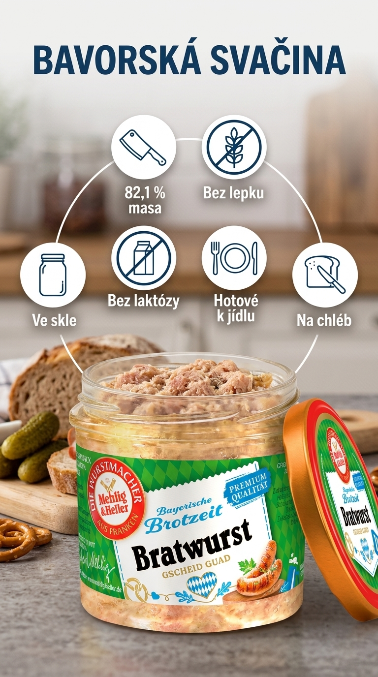 Mehlig & Heller bavorská klobásová specialita ve skle 250 g - mobilní infografika