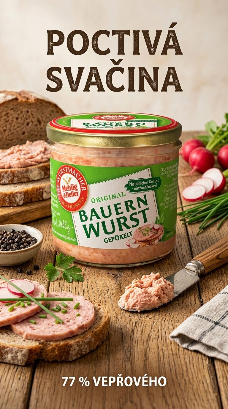 Mehlig & Heller selská vepřová klobása ve skle 250 g - lifestyle poster