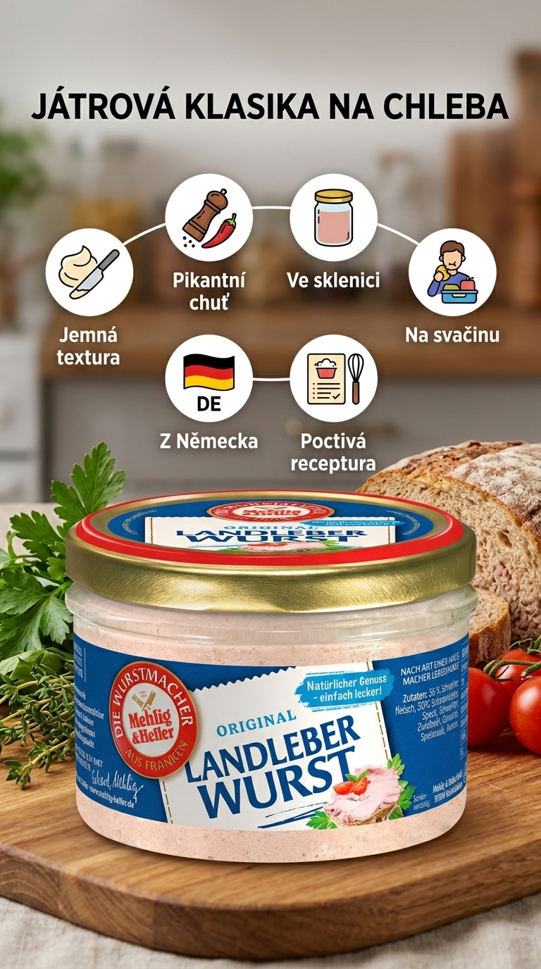 Mehlig & Heller venkovská játrová pomazánka 200 g - mobilní infografika
