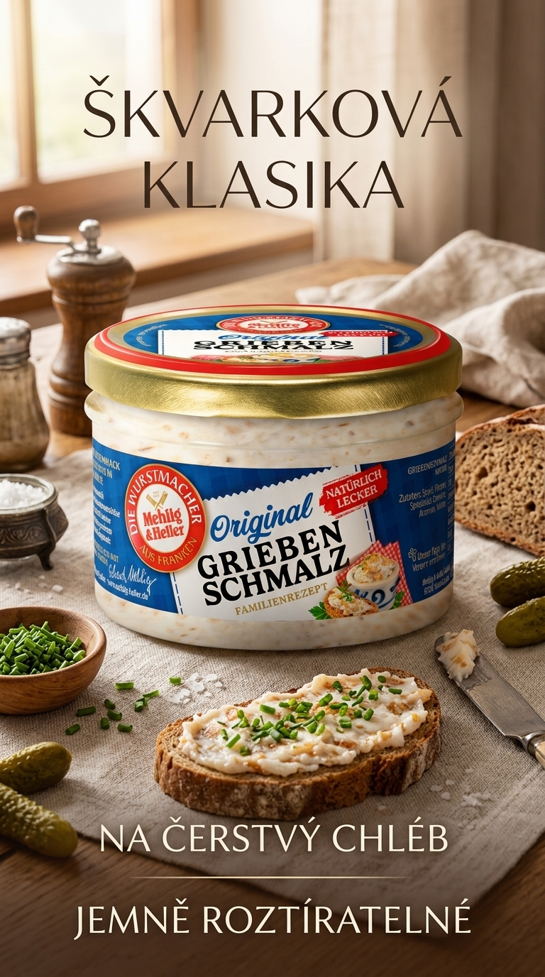 Mehlig & Heller přírodní škvarkové sádlo ve skle 160 g - lifestyle poster