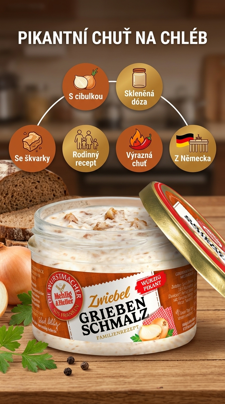 Mehlig & Heller škvarkové sádlo s cibulkou 160 g - mobilní infografika