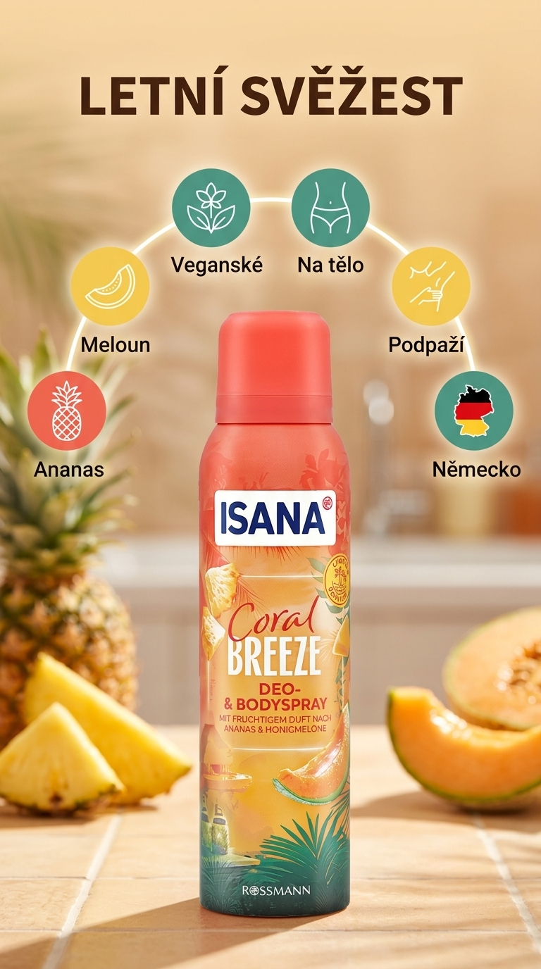 Isana Coral Breeze deodorant a tělový sprej 150 ml - mobilní infografika