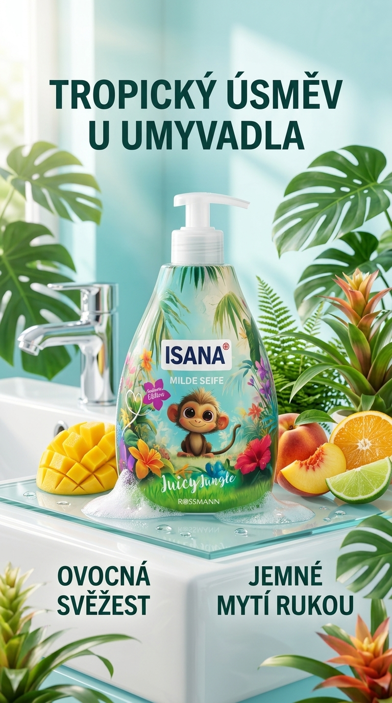 Isana jemné tekuté mýdlo Juicy Jungle 500 ml - lifestyle poster
