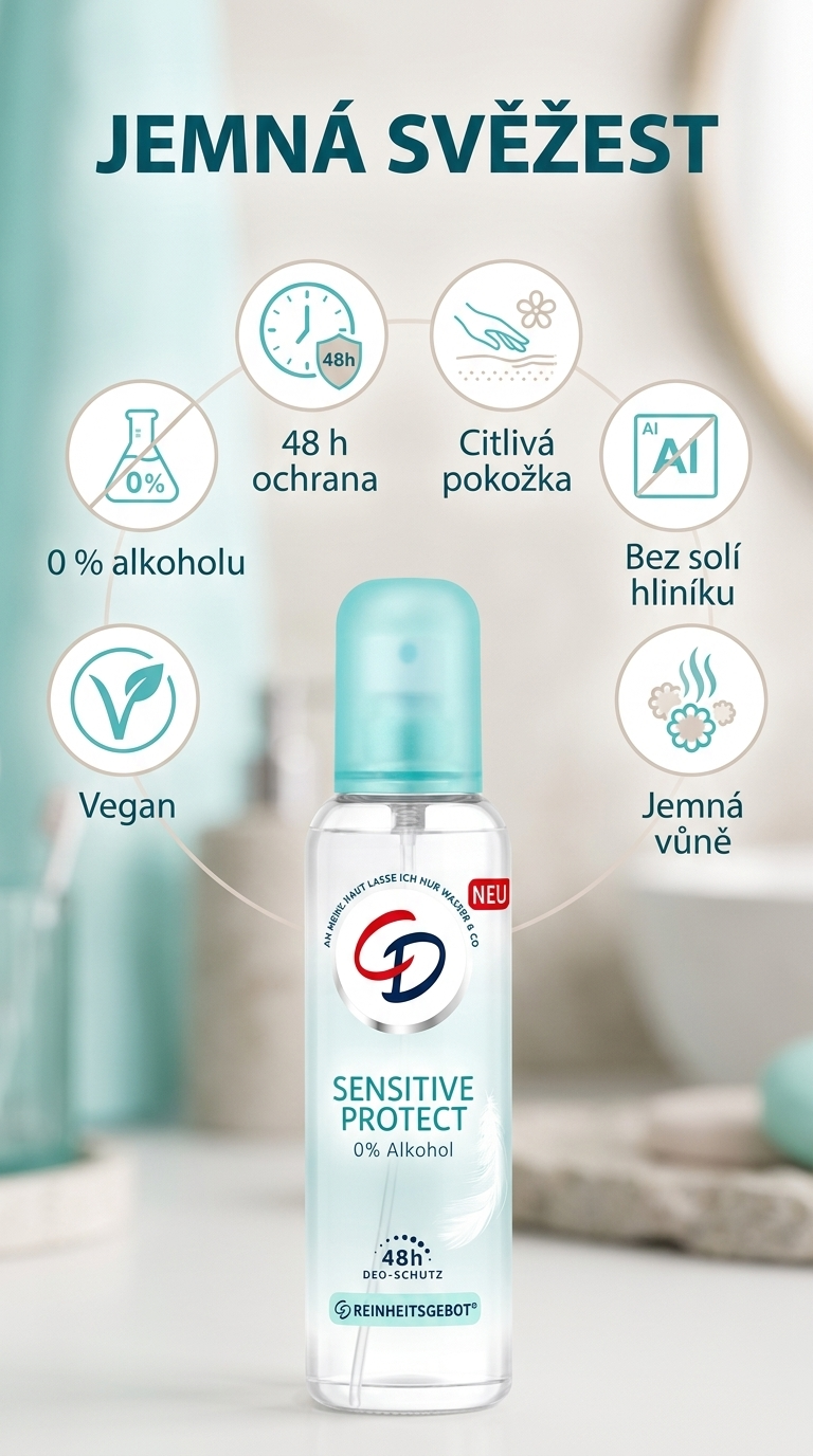 CD deo atomizér Sensitive Protect 0% alkohol 75 ml - mobilní infografika