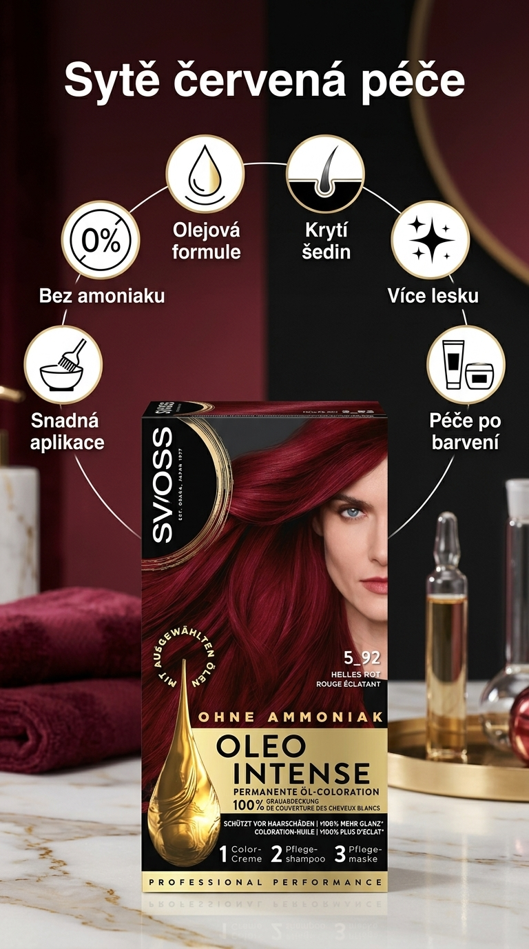 Syoss Oleo Intense barva na vlasy 5-92 světlá červená 1 ks - mobilní infografika
