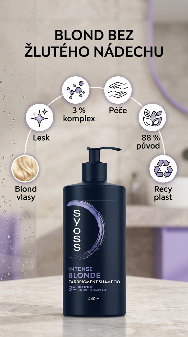 Syoss šampon Intense Blond proti žlutému nádechu 440 ml - mobilní infografika