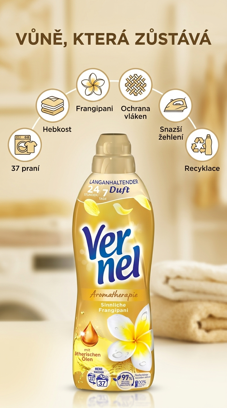 Vernel Aromaterapie Sinnliche Frangipani aviváž 37 dávek, 814 ml - mobilní infografika