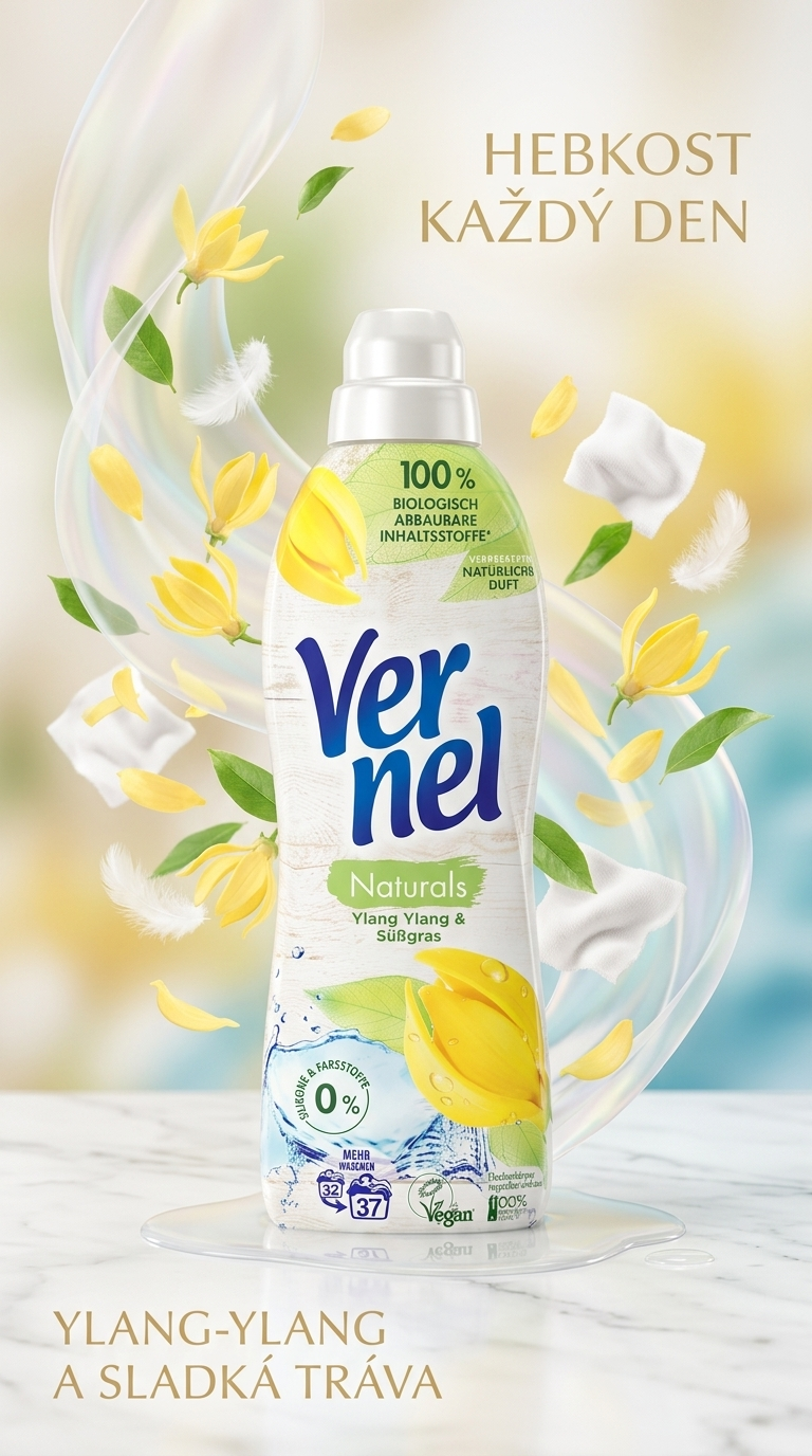 Vernel Naturals Ylang Ylang a sladká tráva aviváž 37 dávek 814 ml - lifestyle poster