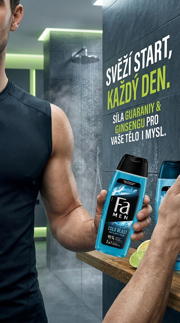 Fa Men sprchový gel Sport Energy Boost 3v1 250 ml - lifestyle poster