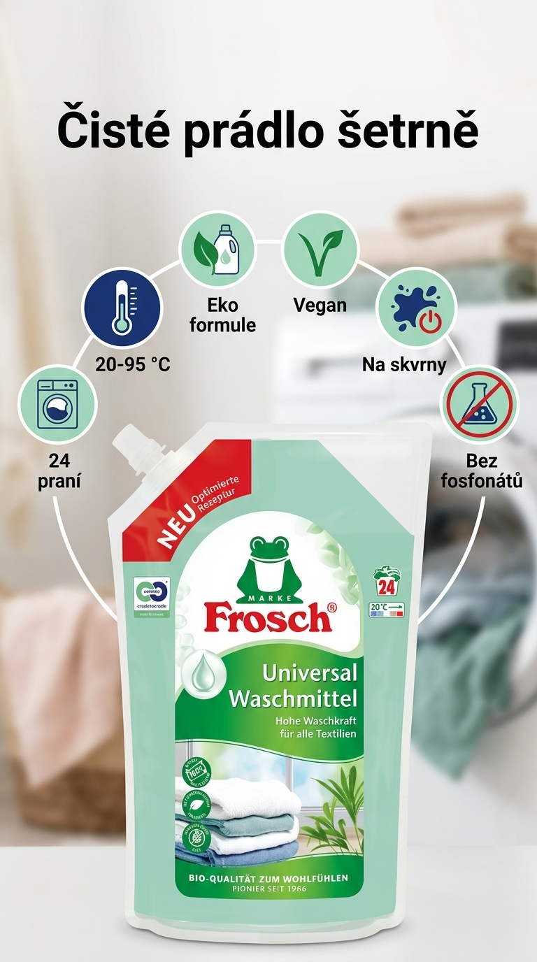 Frosch Eko univerzální gel na praní 1,8 l, 24 praní - mobilni infografika