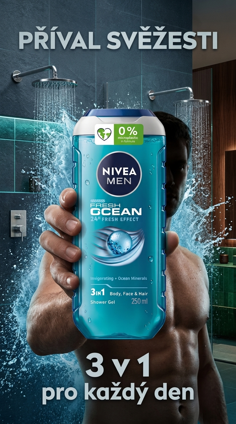 Nivea Men osvěžující sprchový gel Fresh Ocean 250 ml - lifestyle poster