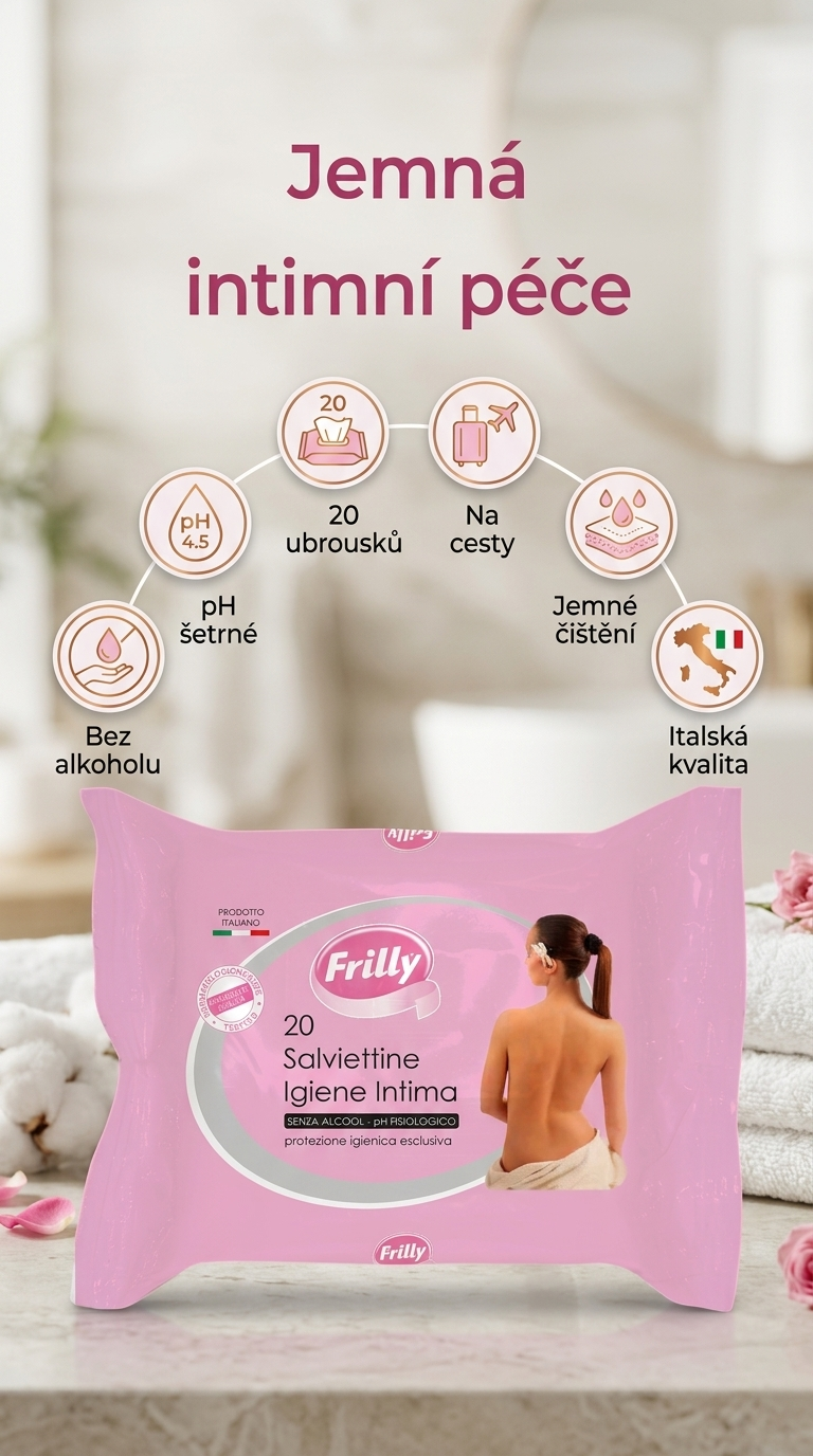 Frilly intimní čisticí ubrousky bez alkoholu 20 ks - mobilní infografika