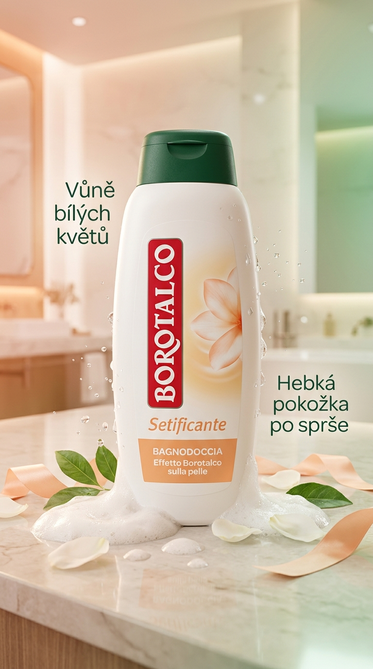 Borotalco zjemňující sprchový gel bílé květy 450 ml - lifestyle poster