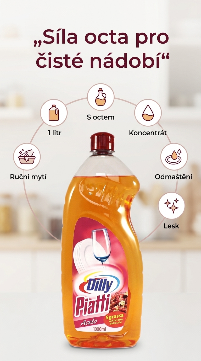 Dilly prostředek na nádobí s octem - mobilní infografika