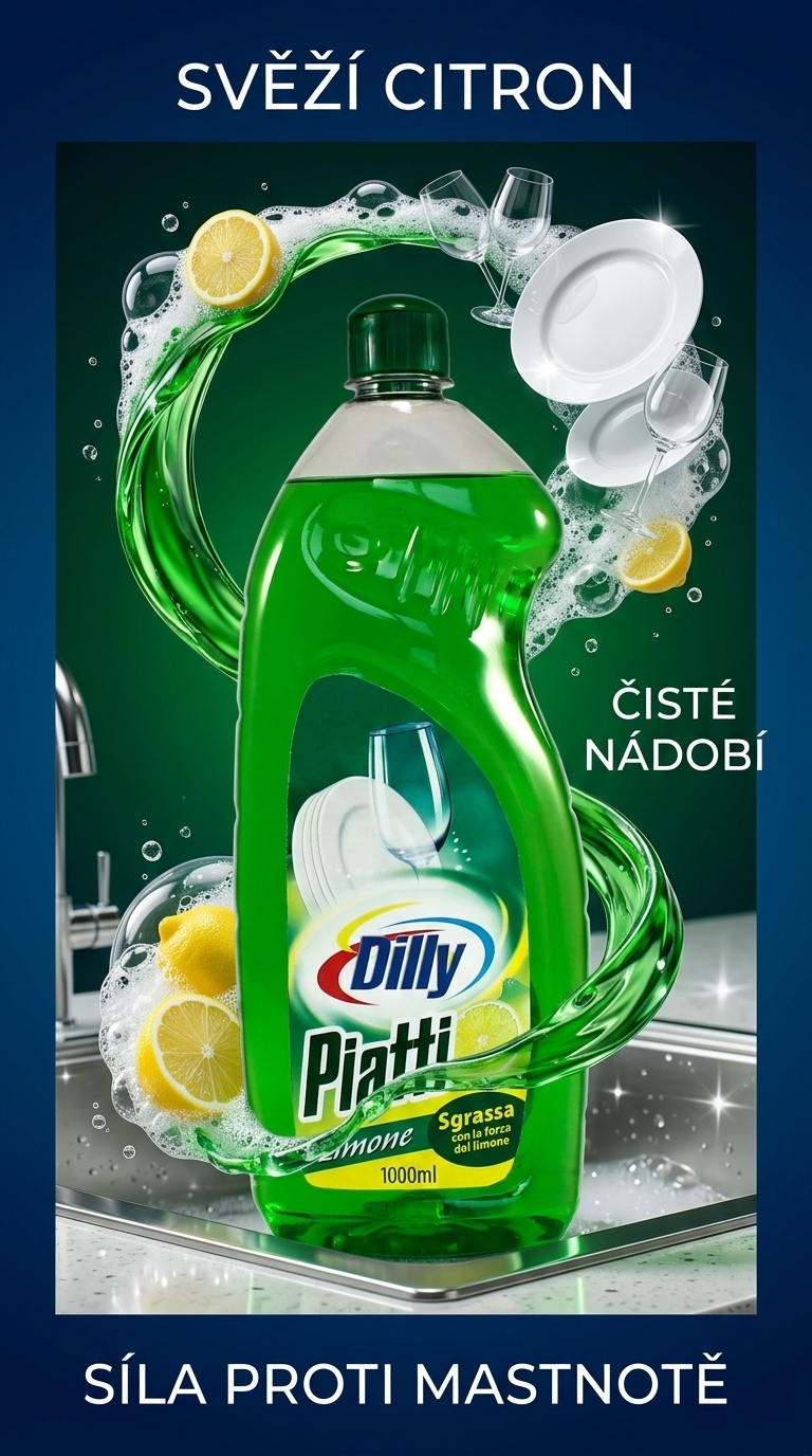 Dilly prostředek na mytí nádobí s vůní citronu 1000 ml - lifestyle poster