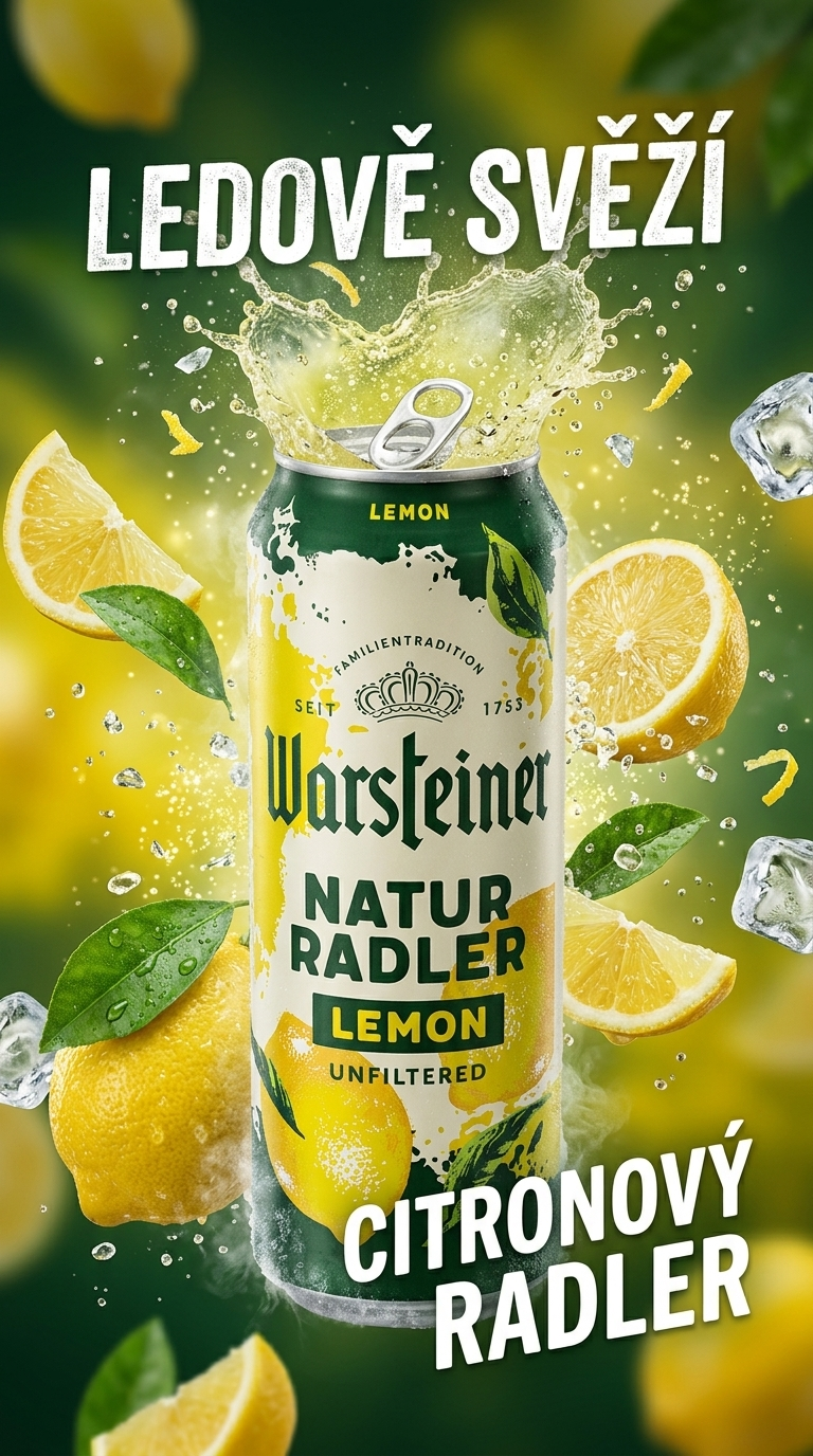 Warsteiner Lemon Radler citronový radler 2,0 %, 500 ml - lifestyle poster