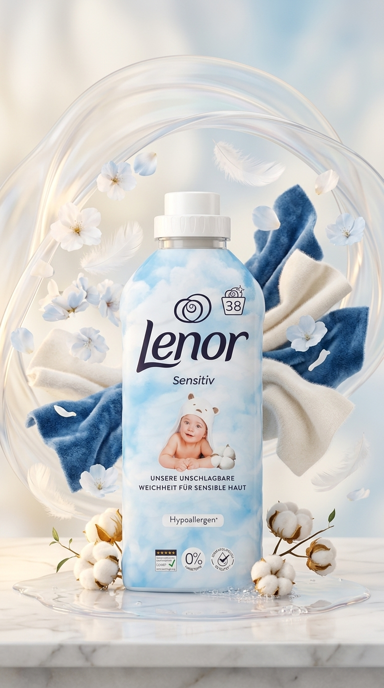 Lenor Sensitiv koncentrovaná aviváž 38 praní, 798 ml - jemnost a svěžest