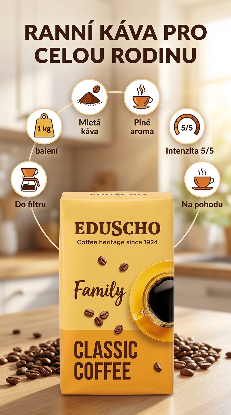 Tchibo Eduscho Family mletá káva 1 kg - mobilní infografika