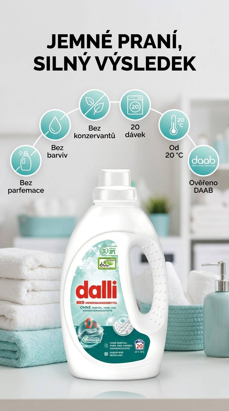 Dalli Med prací gel - mobilní infografika