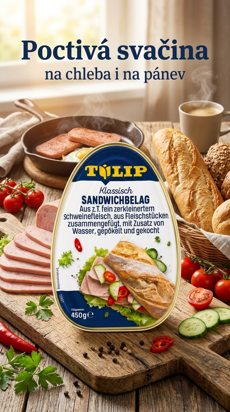 Tulip snídaňový lunchmeat z vepřového masa 450 g - lifestyle poster