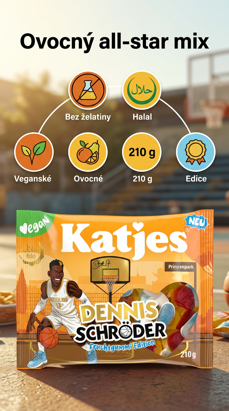 Katjes Dennis Schröder ovocné želé 210 g - mobilní infografika