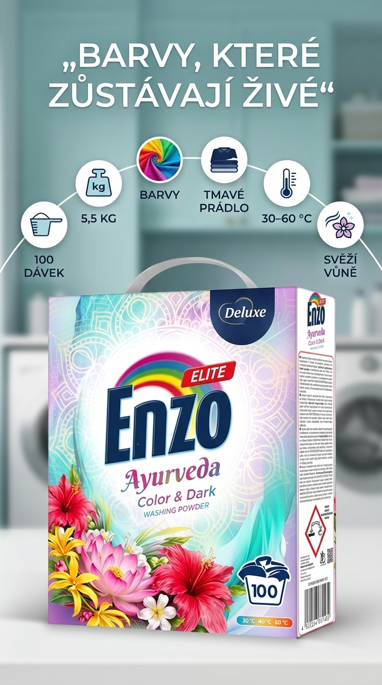 Enzo Elite Ayurveda Color & Dark prací prášek - mobilní infografika