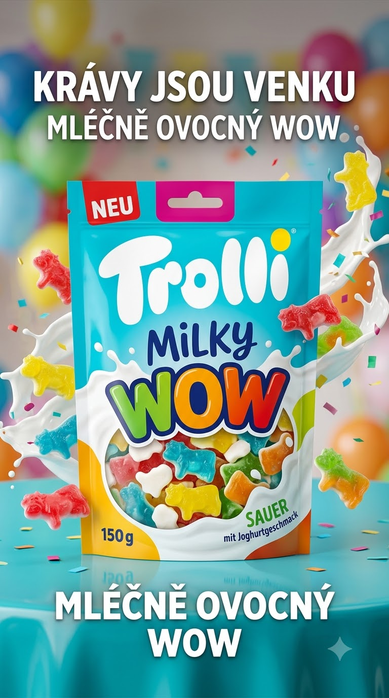Trolli Milky WOW pěnové gumové bonbony 150 g - lifestyle poster