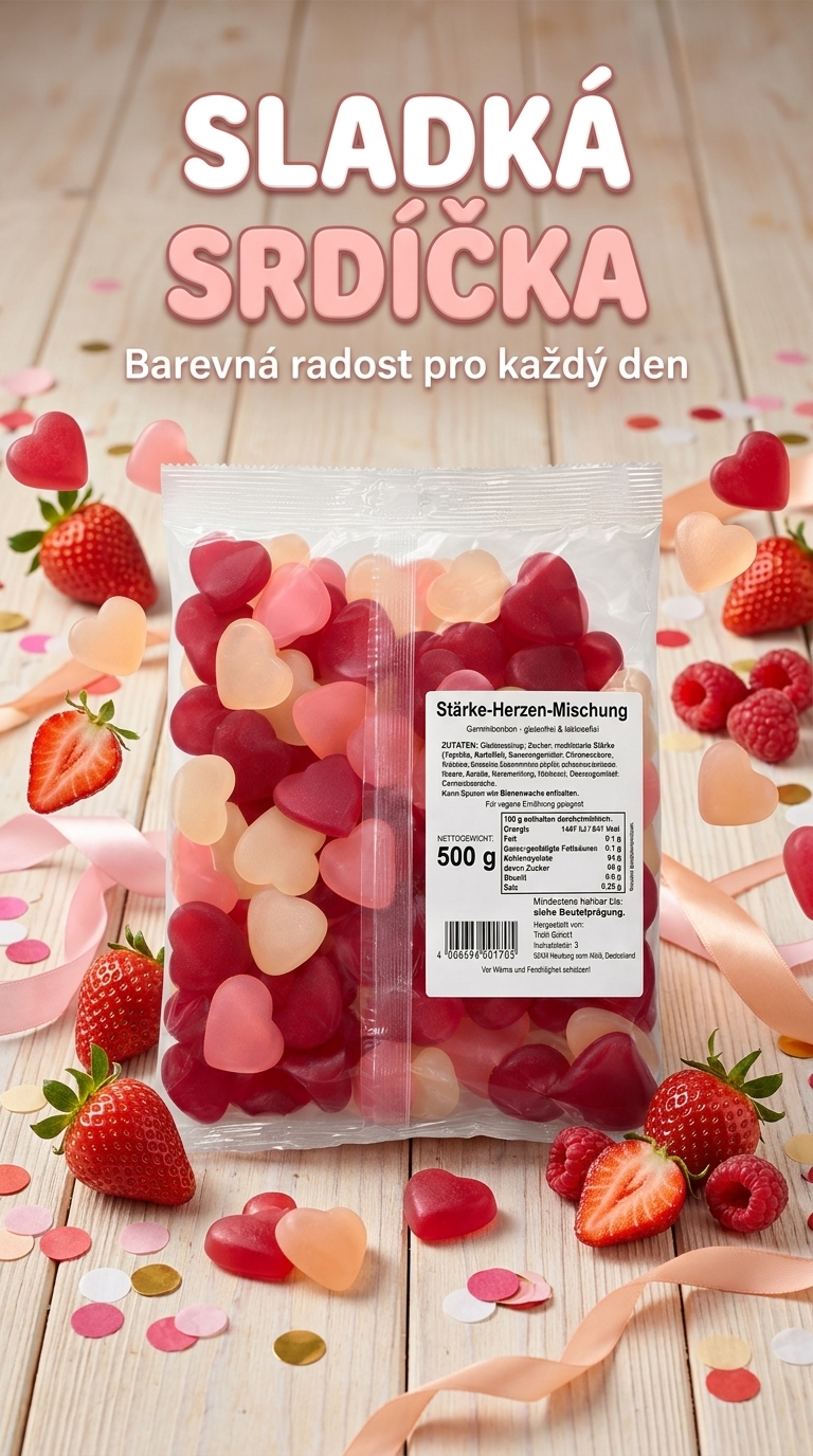 Trolli gumové bonbony barevná srdíčka 500 g - lifestyle poster