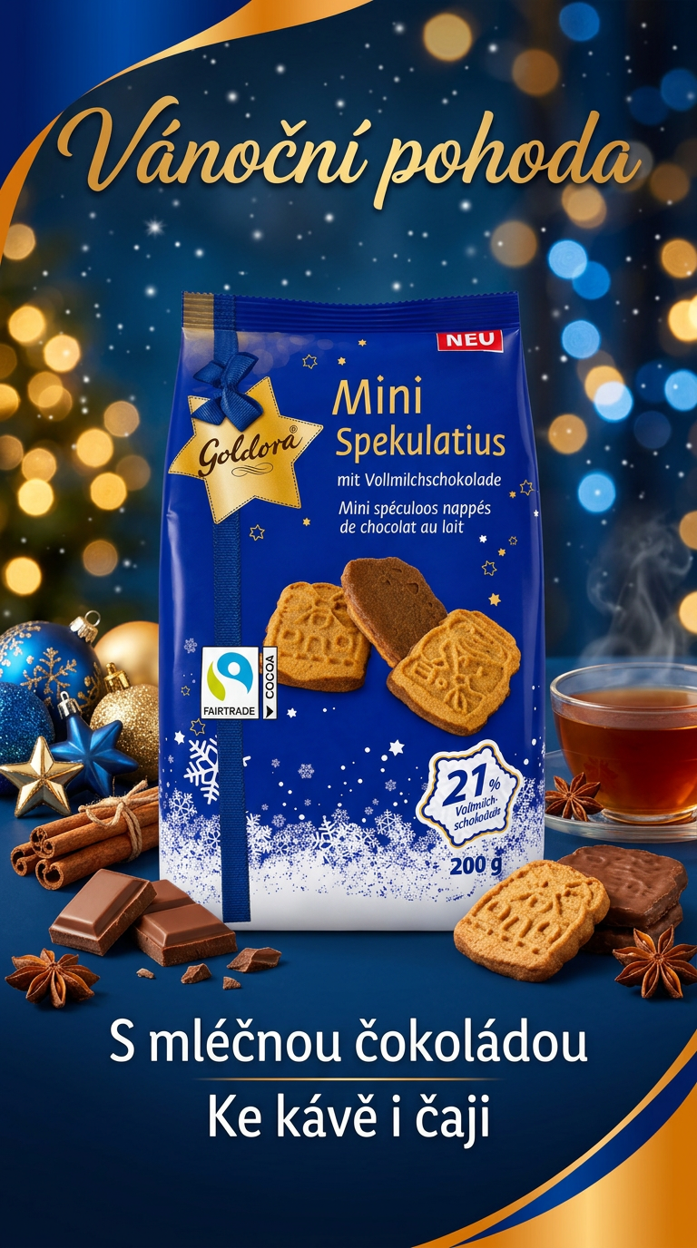 Goldora vánoční mini kořeněné sušenky s mléčnou čokoládou 200 g - lifestyle poster