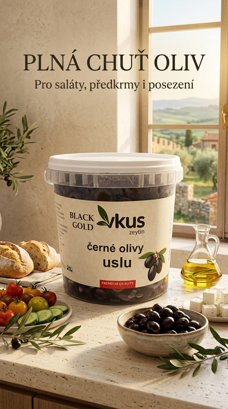 Vkus černé olivy Kalamata 1 kg ve středomořské kuchyni