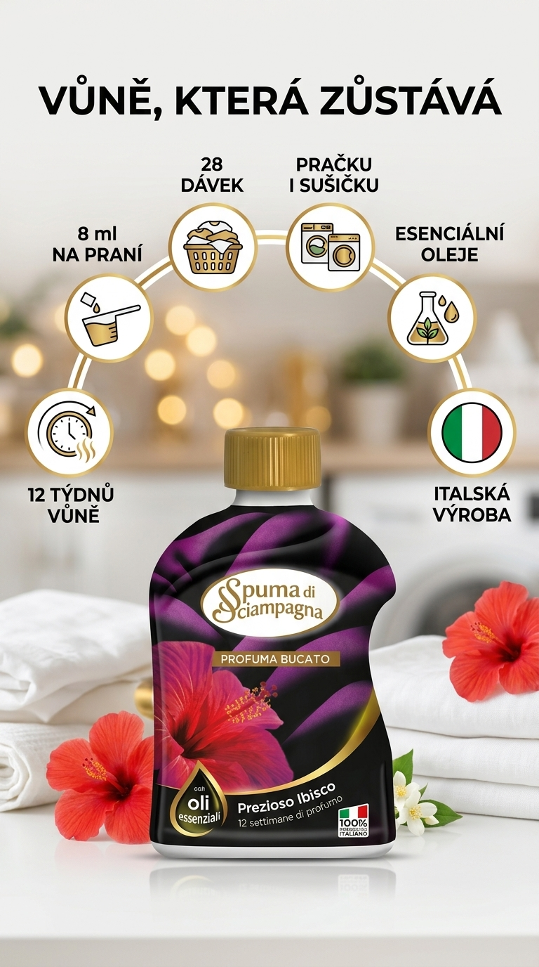 Spuma di Sciampagna Prezioso Ibisco - mobilní infografika