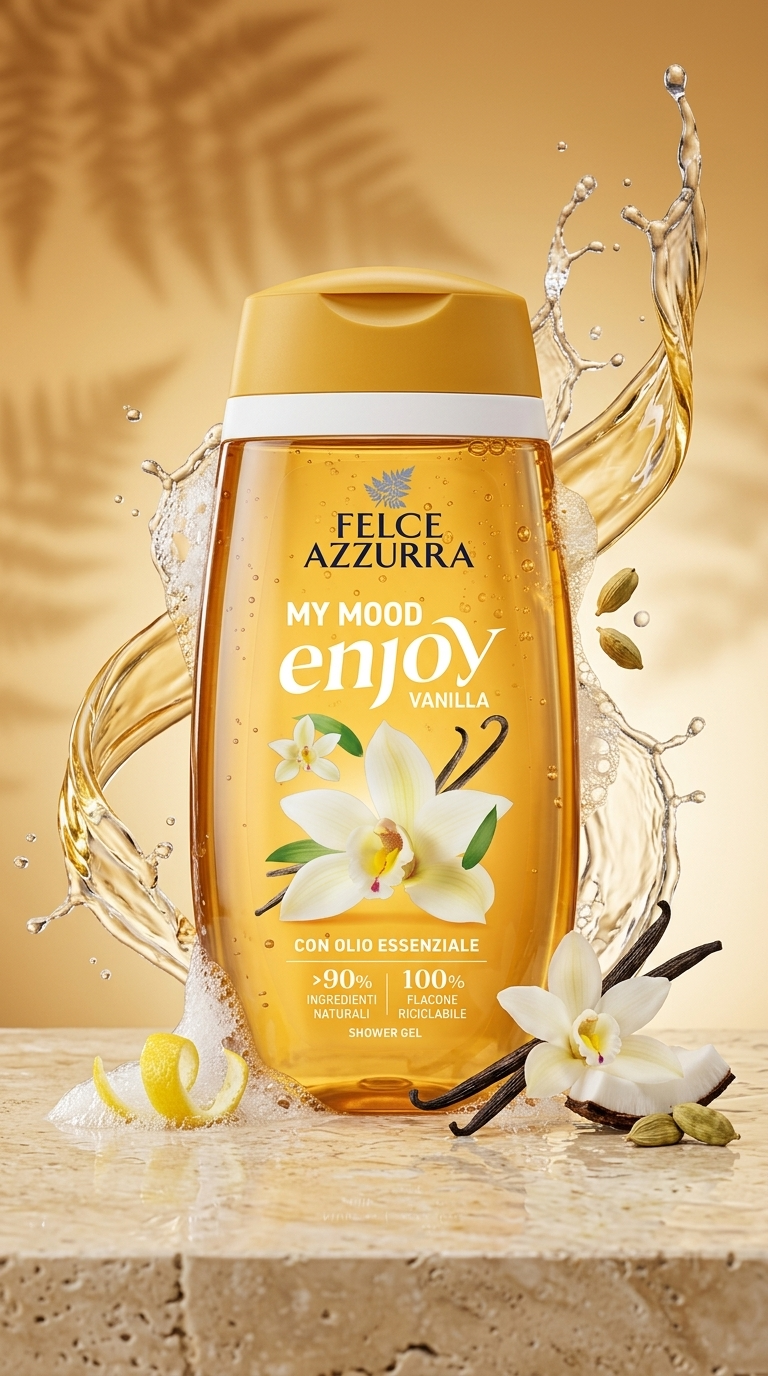 Felce Azzurra My Mood Enjoy Vanilla sprchový gel 250 ml - vanilkový sprchový rituál