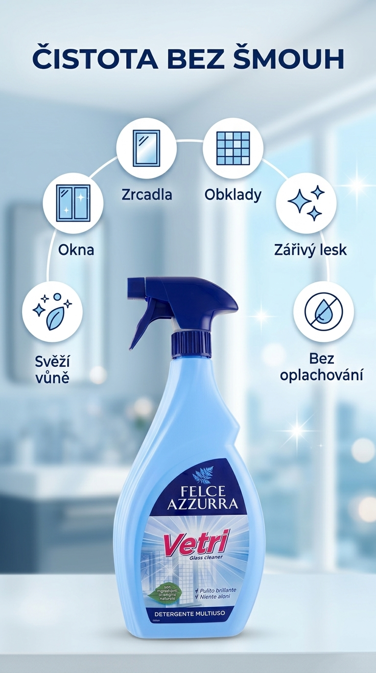 Felce Azzurra Vetri čistič oken a skel - mobilní infografika