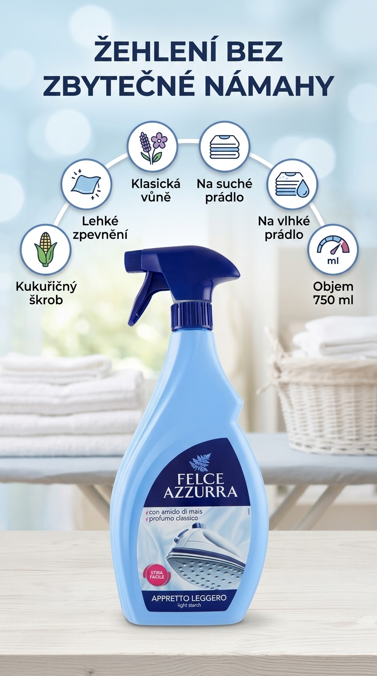 Felce Azzurra lehký škrob na prádlo ve spreji 750 ml – mobilní infografika