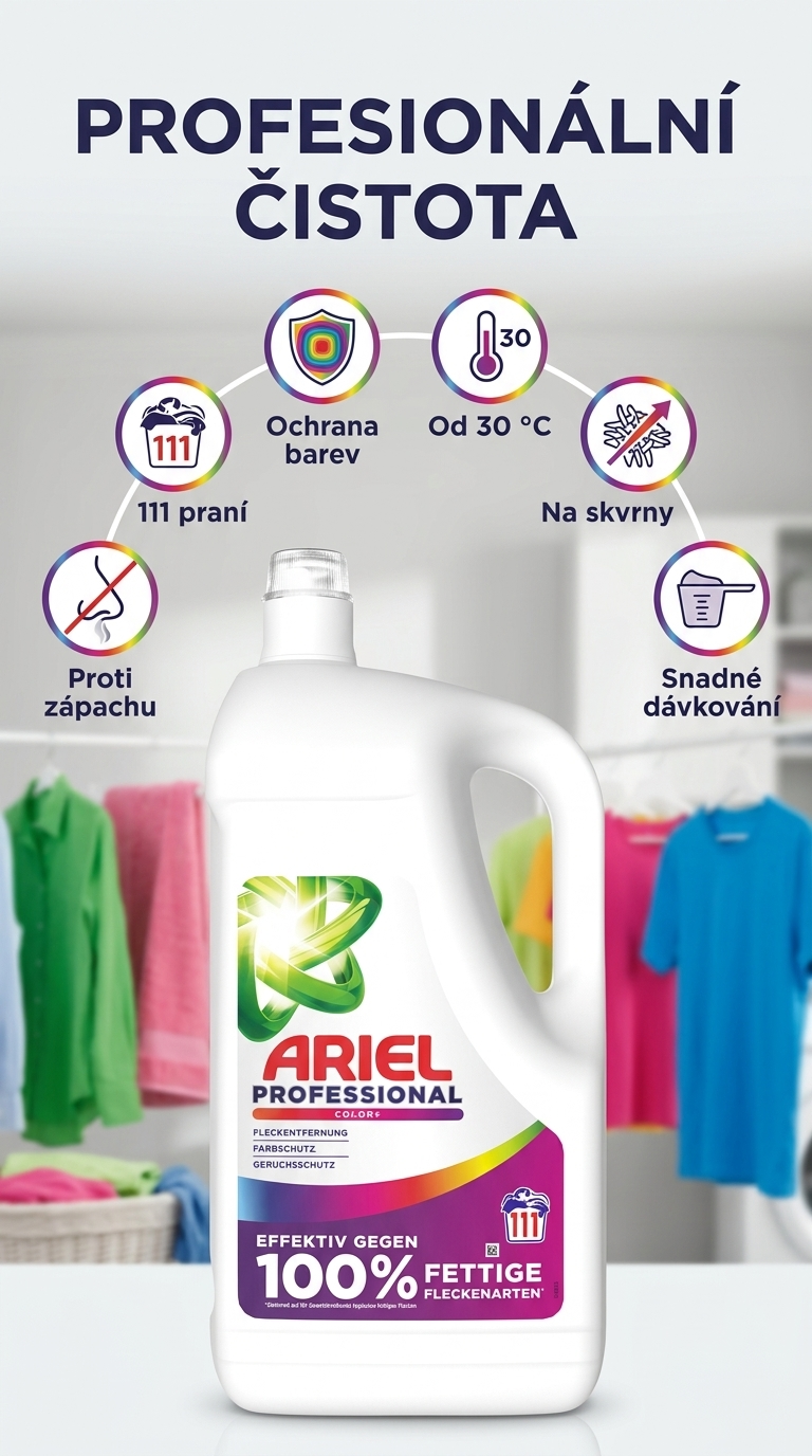 Ariel Professional prací gel Color+ 111 praní 4,995 l - mobilní infografika