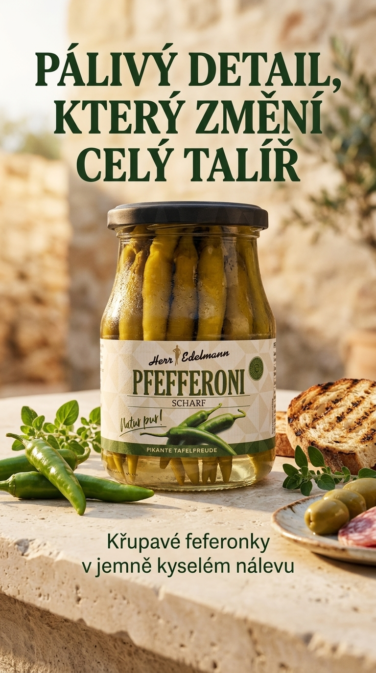 Herr Edelmann ostré zelené feferonky – lifestyle poster