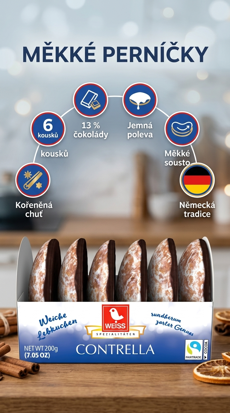 Weiss Contrella měkké perníčky s hořkou čokoládou 200 g - mobilní infografika